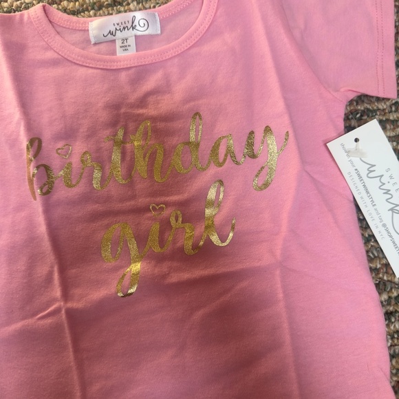 NEW Sweet Wink Girls Gold and Pink BIRTHDAY GIRL Shirt - 5 - Picture 2 of 3